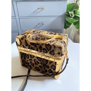 Vintage leopard trunk style purse